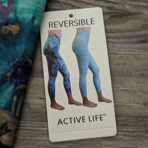 Active Life Reversible workout leggings Sz L - Picture 2 of 10